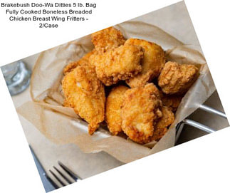 Brakebush Doo-Wa Ditties 5 lb. Bag Fully Cooked Boneless Breaded Chicken Breast Wing Fritters - 2/Case