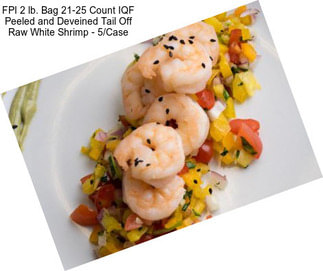 FPI 2 lb. Bag 21-25 Count IQF Peeled and Deveined Tail Off Raw White Shrimp - 5/Case