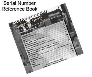 Serial Number Reference Book