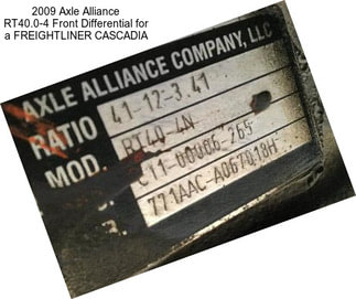 2009 Axle Alliance RT40.0-4 Front Differential for a FREIGHTLINER CASCADIA