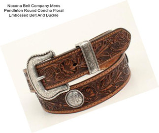 Nocona Belt Company Mens Pendleton Round Concho Floral Embossed Belt And Buckle