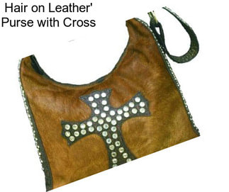 Hair on Leather\' Purse with Cross