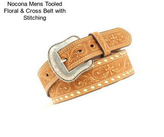 Nocona Mens Tooled Floral & Cross Belt with Stitching