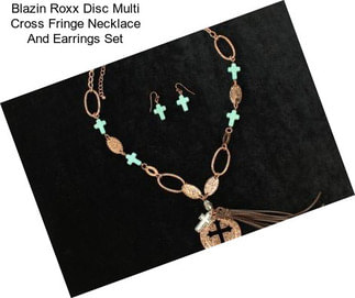 Blazin Roxx Disc Multi Cross Fringe Necklace And Earrings Set