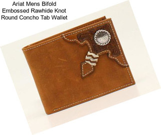 Ariat Mens Bifold Embossed Rawhide Knot Round Concho Tab Wallet