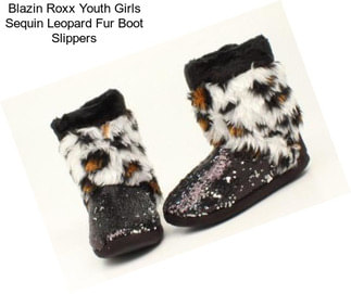 Blazin Roxx Youth Girls Sequin Leopard Fur Boot Slippers