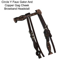 Circle Y Faux Gator And Copper Gag Cheek Browband Headstall