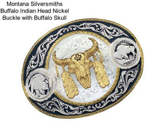 Montana Silversmiths Buffalo Indian Head Nickel Buckle with Buffalo Skull