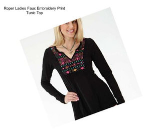 Roper Ladies Faux Embroidery Print Tunic Top