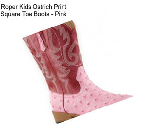 Roper Kids Ostrich Print Square Toe Boots - Pink