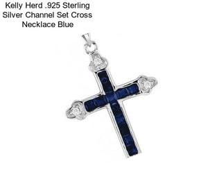 Kelly Herd .925 Sterling Silver Channel Set Cross Necklace Blue