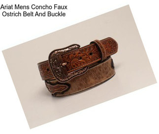 Ariat Mens Concho Faux Ostrich Belt And Buckle