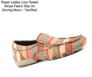 Roper Ladies Liza Tweed Stripe Fabric Slip On Driving Mocs - Tan/Red