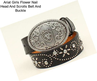 Ariat Girls Flower Nail Head And Scrolls Belt And Buckle