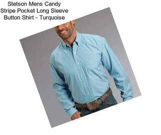 Stetson Mens Candy Stripe Pocket Long Sleeve Button Shirt - Turquoise