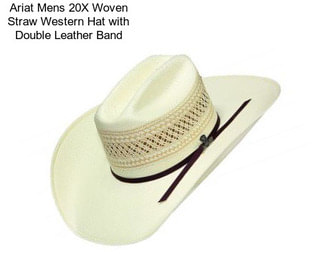 Ariat Mens 20X Woven Straw Western Hat with Double Leather Band