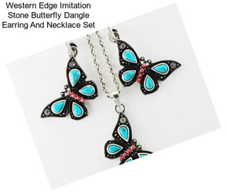 Western Edge Imitation Stone Butterfly Dangle Earring And Necklace Set