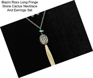 Blazin Roxx Long Fringe Stone Cactus Necklace And Earrings Set