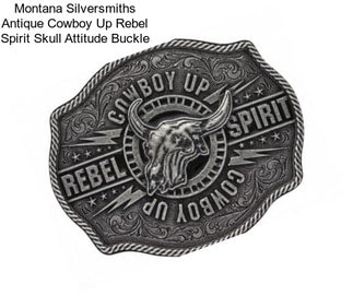 Montana Silversmiths Antique Cowboy Up Rebel Spirit Skull Attitude Buckle