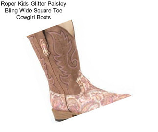 Roper Kids Glitter Paisley Bling Wide Square Toe Cowgirl Boots