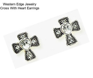 Western Edge Jewelry Cross With Heart Earrings