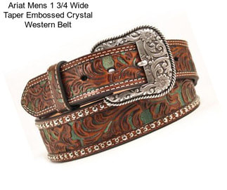 Ariat Mens 1 3/4 Wide Taper Embossed Crystal Western Belt