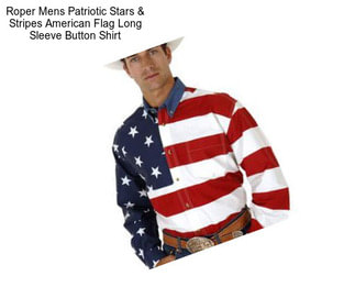 Roper Mens Patriotic Stars & Stripes American Flag Long Sleeve Button Shirt