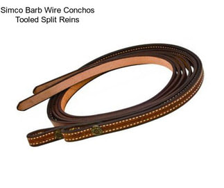 Simco Barb Wire Conchos Tooled Split Reins
