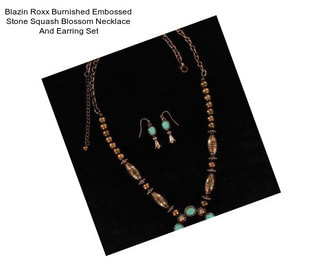 Blazin Roxx Burnished Embossed Stone Squash Blossom Necklace And Earring Set