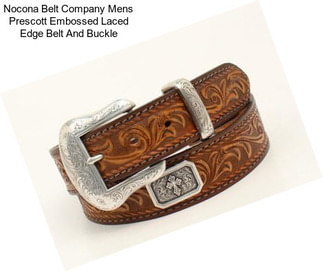 Nocona Belt Company Mens Prescott Embossed Laced Edge Belt And Buckle