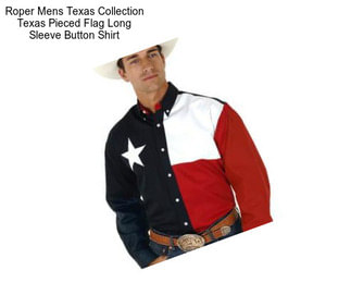 Roper Mens Texas Collection Texas Pieced Flag Long Sleeve Button Shirt