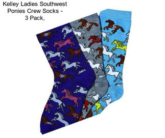 Kelley Ladies Southwest Ponies Crew Socks - 3 Pack,