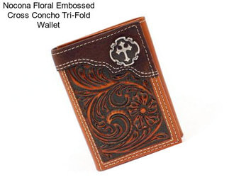 Nocona Floral Embossed Cross Concho Tri-Fold Wallet