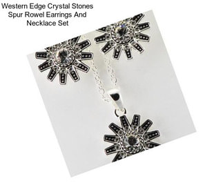 Western Edge Crystal Stones Spur Rowel Earrings And Necklace Set