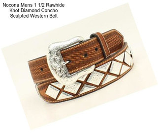 Nocona Mens 1 1/2 Rawhide Knot Diamond Concho Sculpted Western Belt