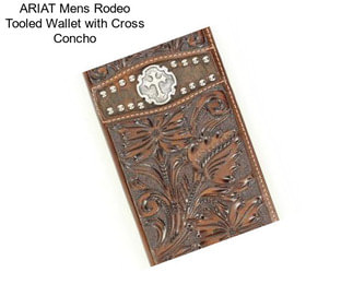 ARIAT Mens Rodeo Tooled Wallet with Cross Concho