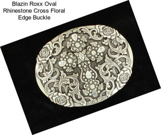 Blazin Roxx Oval Rhinestone Cross Floral Edge Buckle