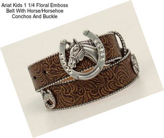 Ariat Kids 1 1/4 Floral Emboss Belt With Horse/Horsehoe Conchos And Buckle