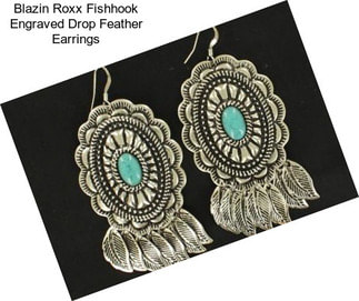 Blazin Roxx Fishhook Engraved Drop Feather Earrings