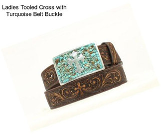 Ladies Tooled Cross with Turquoise Belt Buckle