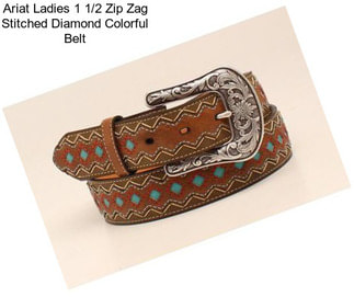 Ariat Ladies 1 1/2 Zip Zag Stitched Diamond Colorful Belt