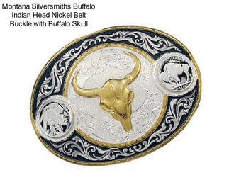 Montana Silversmiths Buffalo Indian Head Nickel Belt Buckle with Buffalo Skull