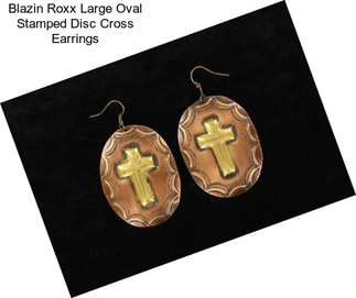 Blazin Roxx Large Oval Stamped Disc Cross Earrings