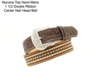 Nocona Top Hand Mens 1 1/2 Double Ribbon Center Nail Head Belt