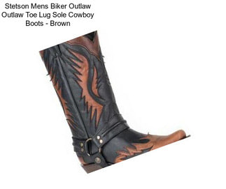 Stetson Mens Biker Outlaw Outlaw Toe Lug Sole Cowboy Boots - Brown