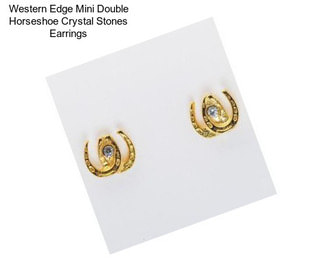 Western Edge Mini Double Horseshoe Crystal Stones Earrings