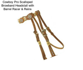 Cowboy Pro Scalloped Browband Headstall with Barrel Racer & Reins