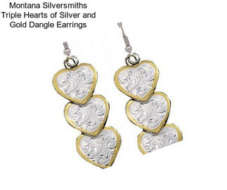 Montana Silversmiths Triple Hearts of Silver and Gold Dangle Earrings