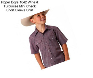 Roper Boys 1642 Wine & Turquoise Mini Check Short Sleeve Shirt