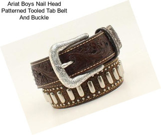 Ariat Boys Nail Head Patterned Tooled Tab Belt And Buckle